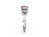 White gold Fancy Pink Asscher  Diamond Cluster Leaf Design Ring with Prong Setting_19