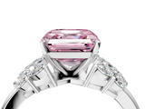 White gold Fancy Pink Asscher  Diamond Cluster Leaf Design Ring with Prong Setting_21