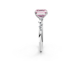White gold Fancy Pink Asscher  Diamond Cluster Prong-Set Solitaire Ring_2