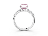 White gold Fancy Pink Asscher  Diamond Cluster Prong-Set Solitaire Ring_3