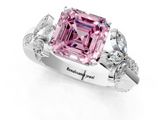 White gold Fancy Pink Asscher  Diamond Floral Vine Solitaire Engagement Ring_1
