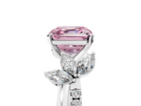 White gold Fancy Pink Asscher  Diamond Floral Vine Solitaire Engagement Ring_5