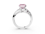 White gold Fancy Pink Asscher  Diamond Halo Ring with Marquise and Pavé Band in Prong Setting_20