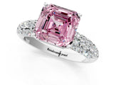 White gold Fancy Pink Asscher  Diamond Pavé Band Solitaire Ring with Four-Prong Setting_47