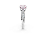White gold Fancy Pink Asscher  Diamond Pavé Band Solitaire Ring with Four-Prong Setting_47