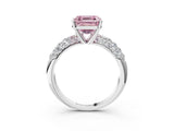 White gold Fancy Pink Asscher  Diamond Pavé Band Solitaire Ring with Four-Prong Setting_49