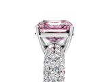 White gold Fancy Pink Asscher  Diamond Pavé Band Solitaire Ring with Four-Prong Setting_51