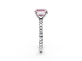 White gold Fancy Pink Asscher  Diamond Pavé Band Solitaire with Four-Prong Setting_2