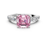 White gold Fancy Pink Asscher  Diamond Pavé Band Solitaire with Four-Prong Setting_36
