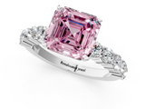 White gold Fancy Pink Asscher  Diamond Pavé Band Solitaire with Four-Prong Setting_37
