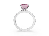 White gold Fancy Pink Asscher  Diamond Pavé Band Solitaire with Four-Prong Setting_3