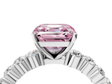 White gold Fancy Pink Asscher  Diamond Pavé Band Solitaire with Four-Prong Setting_40