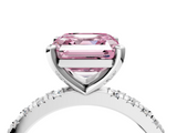 White gold Fancy Pink Asscher  Diamond Pavé Band Solitaire with Four-Prong Setting_4