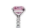 White gold Fancy Pink Asscher  Diamond Pavé Band Solitaire with Four-Prong Setting_5