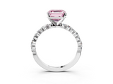 White gold Fancy Pink Asscher  Diamond Prong Set Engagement Ring with Pave Band_20