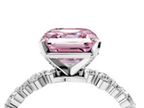 White gold Fancy Pink Asscher  Diamond Prong Set Engagement Ring with Pave Band_21