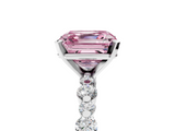 White gold Fancy Pink Asscher  Diamond Prong Set Engagement Ring with Pave Band_22