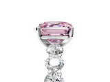 White gold Fancy Pink Asscher  Diamond Prong Setting with Side Stones on a Pave Band_5