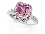White gold Fancy Pink Asscher  Diamond Solitaire Ring with Shared Prong Pavé Band_29