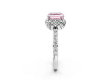 White gold Fancy Pink Asscher  Diamond Solitaire Ring with Shared Prong Pavé Band_30