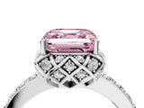 White gold Fancy Pink Asscher  Diamond Solitaire Ring with Shared Prong Pavé Band_33