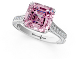 White gold Fancy Pink Asscher  Diamond Solitaire with Pave Band and Six-Prong Setting_71