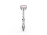 White gold Fancy Pink Asscher  Diamond Solitaire with Pave Band and Six-Prong Setting_73