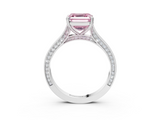 White gold Fancy Pink Asscher  Diamond Solitaire with Pave Band and Six-Prong Setting_73