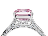 White gold Fancy Pink Asscher  Diamond Solitaire with Pave Band and Six-Prong Setting_74