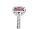 White gold Fancy Pink Asscher  Diamond Solitaire with Pave Band and Six-Prong Setting_75