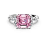 White gold Fancy Pink Asscher  Diamond Three-Stone Pave Band with Four-Prong Setting_17
