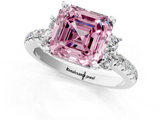 White gold Fancy Pink Asscher  Diamond Three-Stone Pave Band with Four-Prong Setting_18