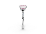 White gold Fancy Pink Asscher  Diamond Three-Stone Pave Band with Four-Prong Setting_19
