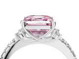 White gold Fancy Pink Asscher  Diamond Three-Stone Pave Band with Four-Prong Setting_21