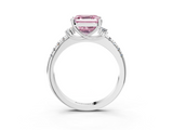 White gold Fancy Pink Asscher  Diamond Three-Stone Pave Band with Four-Prong Setting_25