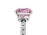 White gold Fancy Pink Asscher  Diamond Three-Stone Pave Band with Four-Prong Setting_27