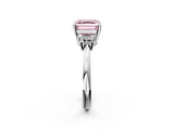 White gold Fancy Pink Asscher  Diamond Three-Stone Ring with Trapezoid Side Stones and Prong Setting_35