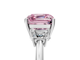 White gold Fancy Pink Asscher  Diamond Three-Stone Ring with Trapezoid Side Stones and Prong Setting_38