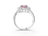 White gold Fancy Pink Asscher  Halo Cluster Diamond Engagement Ring with Prong Setting and Polished Band_22