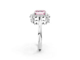 White gold Fancy Pink Asscher  Halo Cluster Diamond Engagement Ring with Solitaire Band and Prong Setting_60