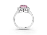 White gold Fancy Pink Asscher  Halo Cluster Diamond Engagement Ring with Solitaire Band and Prong Setting_63