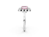 White gold Fancy Pink Asscher  Halo Diamond Cluster Engagement Ring with Milgrain Bezel Setting and Solitaire Band_41