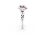 White gold Fancy Pink Asscher  Halo Diamond Engagement Ring with Filigree Band and Four-Prong Setting_95