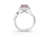 White gold Fancy Pink Asscher  Halo Diamond Engagement Ring with Filigree Band and Four-Prong Setting_96