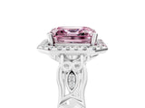 White gold Fancy Pink Asscher  Halo Diamond Engagement Ring with Filigree Band and Four-Prong Setting_98