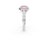 White gold Fancy Pink Asscher  Halo Diamond Engagement Ring with Intricate Filigree Band and Four-Prong Setting_19