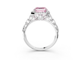 White gold Fancy Pink Asscher  Halo Diamond Engagement Ring with Intricate Filigree Band and Four-Prong Setting_20
