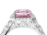 White gold Fancy Pink Asscher  Halo Diamond Engagement Ring with Intricate Filigree Band and Four-Prong Setting_21