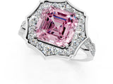 White gold Fancy Pink Asscher  Halo Diamond Engagement Ring with Milgrain Band and Four-Prong Setting_42