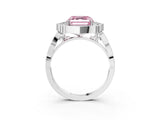 White gold Fancy Pink Asscher  Halo Diamond Engagement Ring with Milgrain Band and Four-Prong Setting_44
